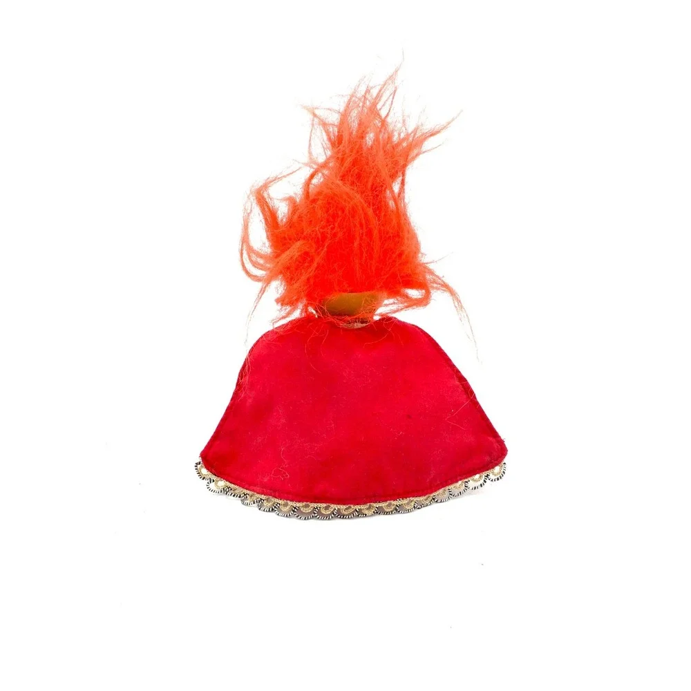 Vintage 90s Russ Berrie Prince Troll Doll Red Cape Orange Hair Good LuckRoyal‎